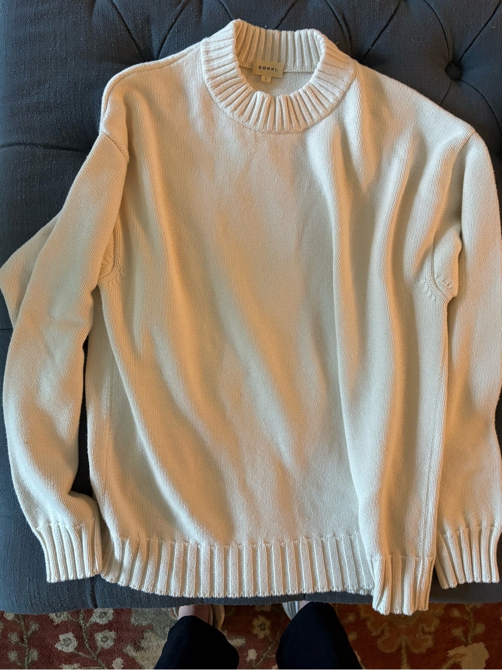 DONNI. Relaxed Crewneck Sweater in Cream - Picture 5 of 9